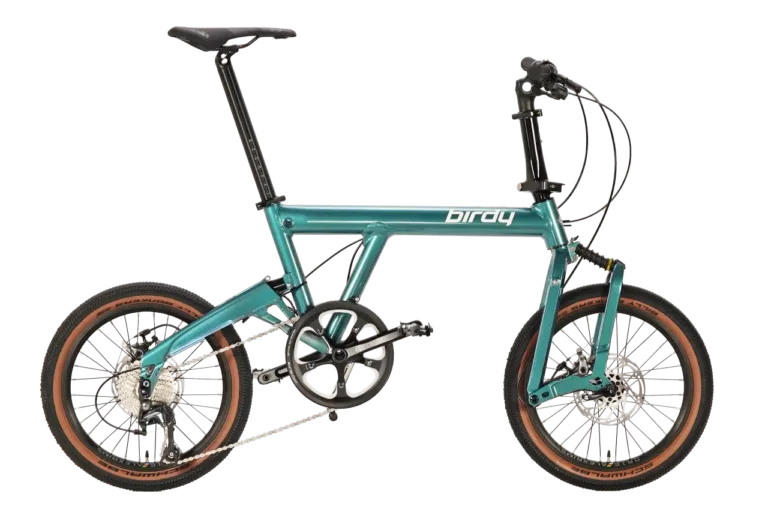 Birdy EVO folding bike in turquoise green with 10-speed Shimano Tiagra drivetrain